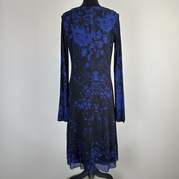 FUZZI Jean Paul Gaultier Dress Plus Size 22 Black Blue Floral Pullover Mesh NEW - Picture 9 of 15